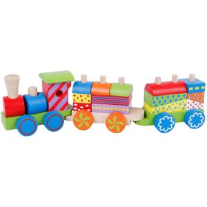 Houten Stapeltrein met 2 Wagons