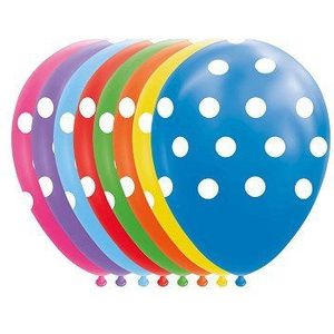Ballonnen Stippen Mix Kleuren 30cm, 8st.