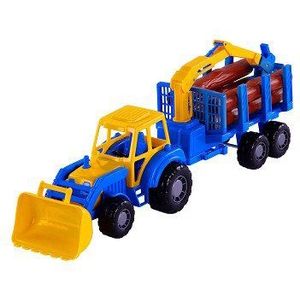 Cavallino Junior Tractor met Kraan Aanhangwagen en Hout, 46cm