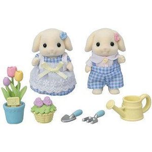 Sylvanian Families 5736 Tuinierenset Bloemen Hangoorkonijn Broer& Zus- 2 Fluweelzachte Speelfiguren