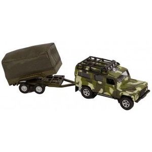 Kids Globe Die-cast Land Rover Met Aanhanger Leger, 27cm