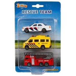 2-play Hulpdienstauto's 8 Cm Wit/Geel/Rood 3-delig