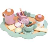 Playwood - Houten theeservies pastel kleuren - Speel serviesje 17 delig