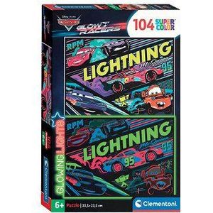 Clementoni Legpuzzel Super Color Glowing Lights - Cars, 104st.