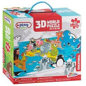3D Wereldpuzzel Dieren (48 stukjes, 40x50cm)