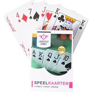 Longfield Geplastificeerde Speelkaarten - Poker/Bridge - 4 Indices - 10 Stuks