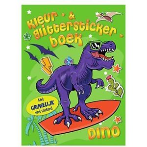 Kleur- & Glitter Stickerboek Dino