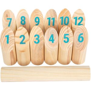 Small Foot - Houten Kubb met Nummers Werpspel in Tas | Geschikt voor kinderen vanaf 5 jaar oud