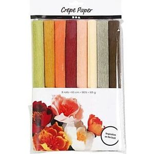 Crêpepapier Pastelkleuren, 8 Vellen