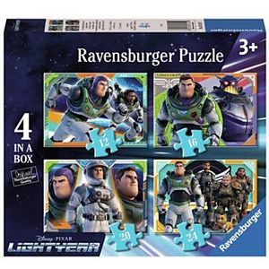 Disney Lightyear Vier puzzels (12+16+20+24 stukjes), 19 x 14 cm