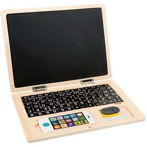 Small foot Houten laptop met magneetbord - Leer spelenderwijs met magnetische letters en cijfers