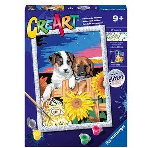 CreArt Schilderen op Nummer - Zonsondergang Honden