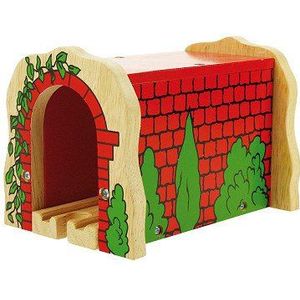 BIGJIGS Treinset Treinbaan Spoortunnel Hout - Rood