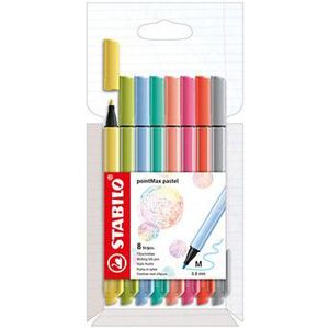 STABILO pointMax Pastel  - Hardtip Fineliner - Set Met 8 Stuks