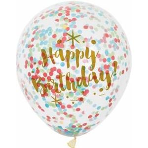 Confetti Ballonnen Happy Birthday, 6st.