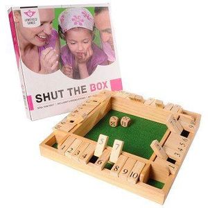 Longfield Games Shut the Box - Houten Dobbelspel voor 4 spelers | Inclusief 2 houten dobbelstenen | Afmetingen 29 x 29 x 3,5 cm