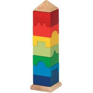 Houten Stapel Toren (9dlg.) - Klassiek Stapelspeelgoed voor Kinderen