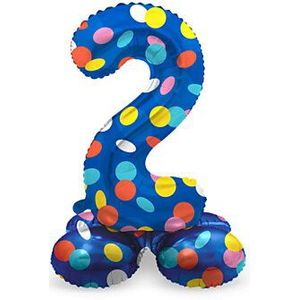 Staande Folieballon Colorful Dots Cijfer 2 - 72cm