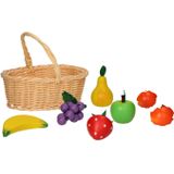 Houten Fruit in Picknickmand, 7dlg.