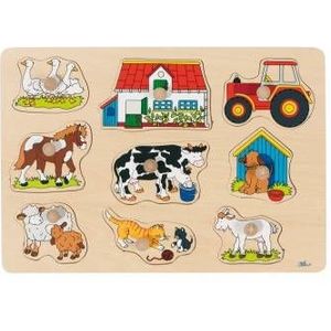 Houten Noppenpuzzel Boerderij (9st)