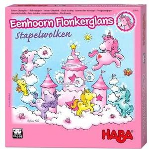 HABA Eenhoorn Flonkerglans - Stapelwolken: Coöperatief spel met 5 eenhoorns en 10 wolkenkristallen