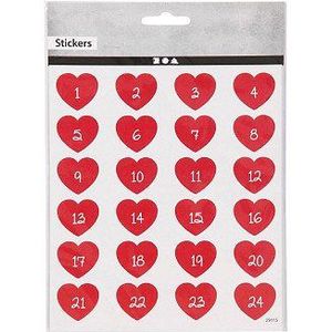 Stickers Hart met Cijfer, 1 Vel