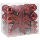 Kerstballen Set met Piek Rood, 54st.