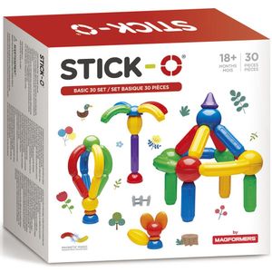 Stick-O Basic Set - 30 onderdelen -magnetisch speelgoed - speelgoed 1 jaar - peuter speelgoed jongens en meisjes - baby speelgoed - speelgoed jongens 2 jaar