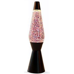 Lavalamp Zwart/Roze Glitter, 40cm