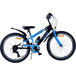 Volare Sportivo Kinderfiets - Jongens - 24 inch - 7 Speed - Zwart Blauw