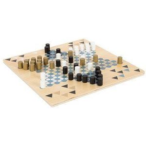 Small Foot - Barricade en Halma Houten Bordspel 2in1 | Dubbel Speelplezier met Trendy Gouden Accenten | Geschikt voor 6+ jaar