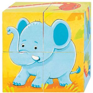 Goki Houten Blokpuzzel Wilde Dieren, 4st.