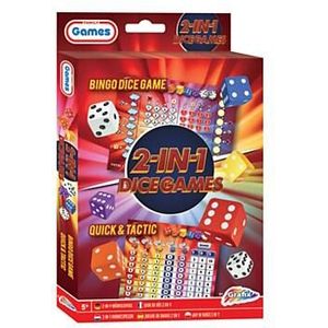 het Grafix 2-in-1 Dobbelspel - Bingo Dice & Quick and Tactic! Geschikt voor spelers vanaf 5 jaar.