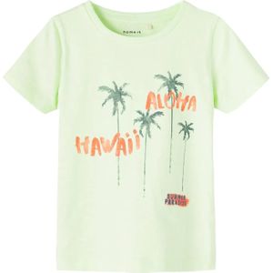 Name it Jongens Kinderkleding Groene Tshirt Frankie Lime Cream