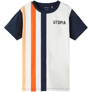 Name it Kinderkleding Jongens Witte Tshirt Korte Mouwen Tasso Orange Chiffon