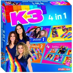 K3 Spel - 4 In 1 Spel - Mem - Domin - Puzzel en Lotto