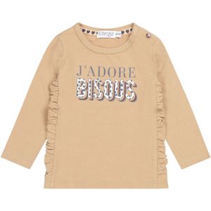 Dirkje Meisjes Longsleeve Tshirt Bisous Beige