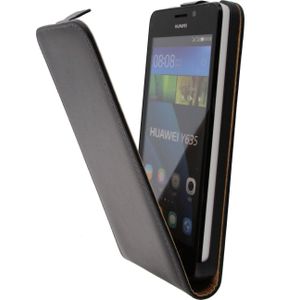 Hoesje Huawei Y635 flip case dual color zwart