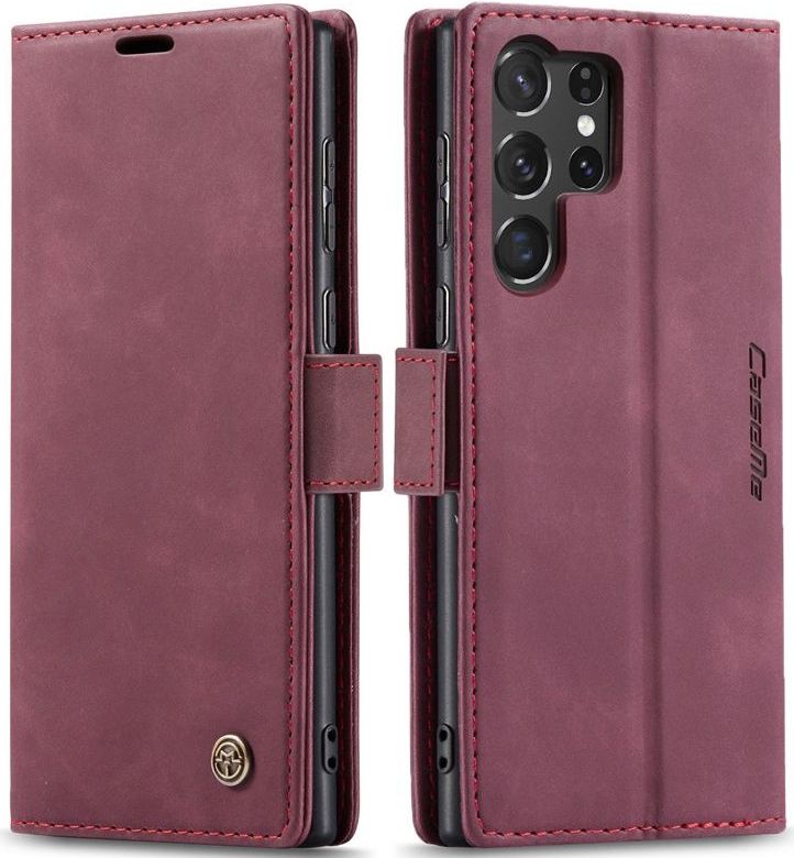 CaseMe book case leer - Samsung Galaxy S25 Ultra - rood