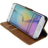 Luxury wallet hoesje Samsung Galaxy S6 Edge bruin