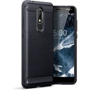 Carbon TPU hoesje Nokia 5.1 zwart