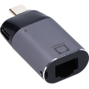 USB-C (Male) naar USB-C (Female) + RJ45 1000Mbps Netwerk Adapter