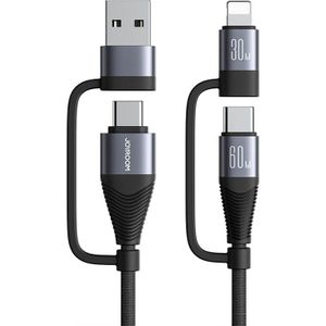 JOYROOM SA37-2T2 4 in 1 (USB-C / Lightning / USB) laadkabel - 60W - zwart