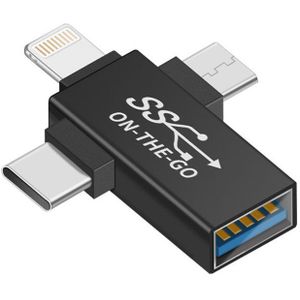 Lightning/USB-C/Micro SD (Male) naar USB 3.0 (Female) OTG Adapter