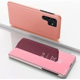 Clear View cover Samsung Galaxy S22 Ultra rose goud