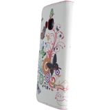 Hoesje HTC One M9 flip wallet butterfly colors