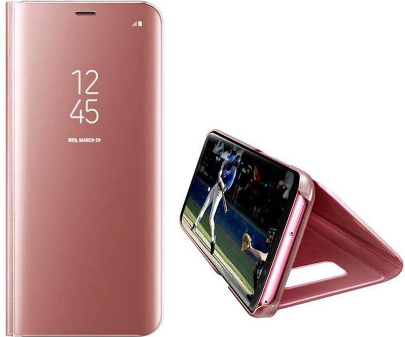 Clear View cover Samsung Galaxy A8 2018 rose goud