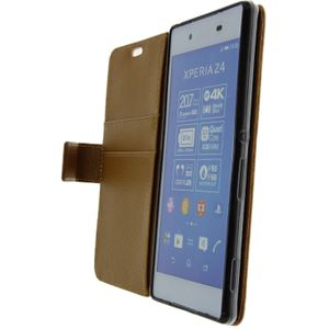 Hoesje Sony Xperia Z3+ flip wallet bruin