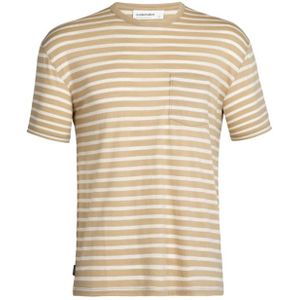 Icebreaker Granary SS Pocket Stripe Heren T-shirt Sand/Ecru Hthr/S XL