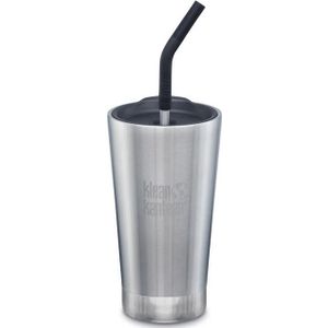 Klean Kanteen 16Oz Insulated Tumbler (W/Straw Lid) Drinkbeker Brushed Stainless -